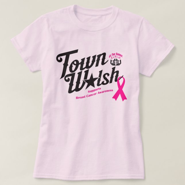 Town Walsh stöder bröstcancermedvetenhet T Shirt (Design framsida)
