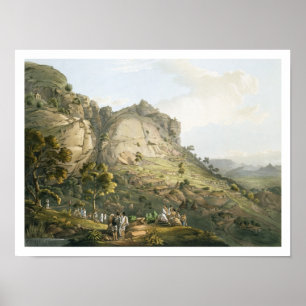Townen av Abha i Abyssinia som inristas av J. Bluc Poster