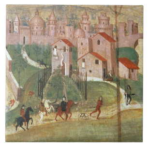 Townen av Prato (frescoen) Kakelplatta