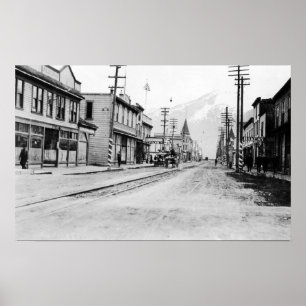 Townen beskådar av Skagway, Alaska fotograferar Poster