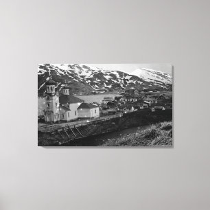 Townen beskådar av Unalaska, Alaska fotograferar Canvastryck
