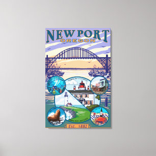 Townen beskådar - Newport, Oregon Canvastryck