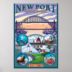 Townen beskådar - Newport, Oregon Poster