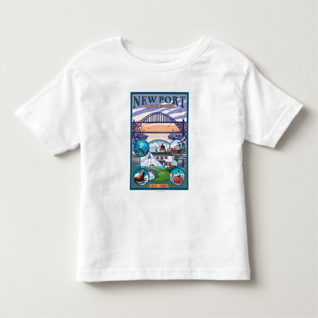 Townen beskådar - Newport, Oregon Tee (Framsida)