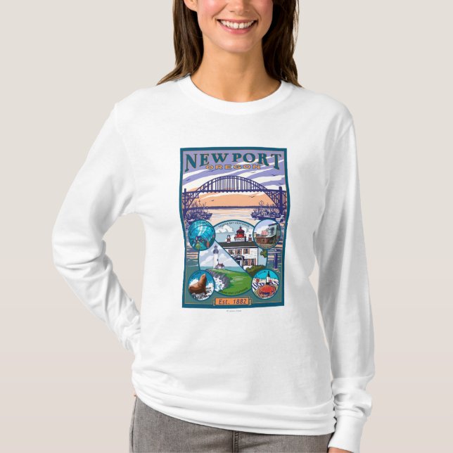 Townen beskådar - Newport, Oregon Tee (Framsida)