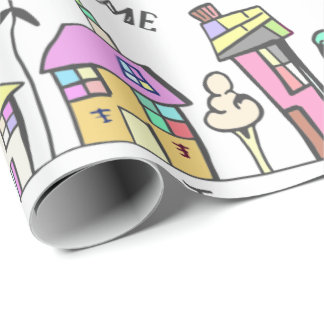 TOWNHUS SOM SLÅR IN PAPPER FÖR HAUSEWARMING-GÅVOR PRESENTPAPPER