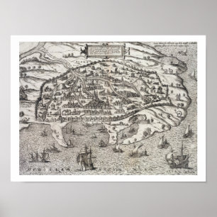 Townkarta av Alexandria i egyptenen, c.1625 Poster