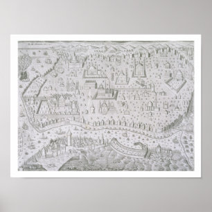Townkarta av Constantinople, Turkiet, c.1650 Poster