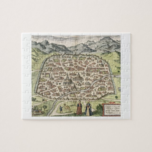 Townkarta av Damascus, Syrien, 1620 (gravyr) Pussel (Horisontell)