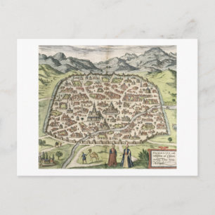 Townkarta av Damascus, Syrien, 1620 (gravyr) Vykort