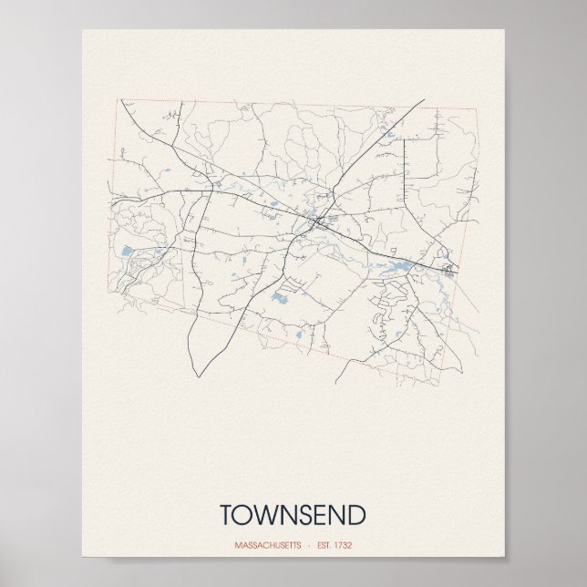 Townsend Massachusetts Gatukarta Poster (Framsidan)