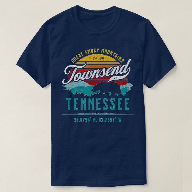 Townsend Tennessee Retro Underbar Smoky Mountains  T Shirt (Design framsida)