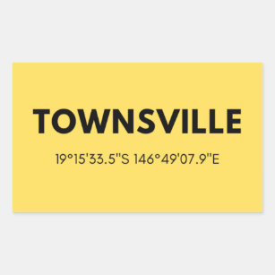 Townsville Australia Skyline Coordinates Rektangulärt Klistermärke