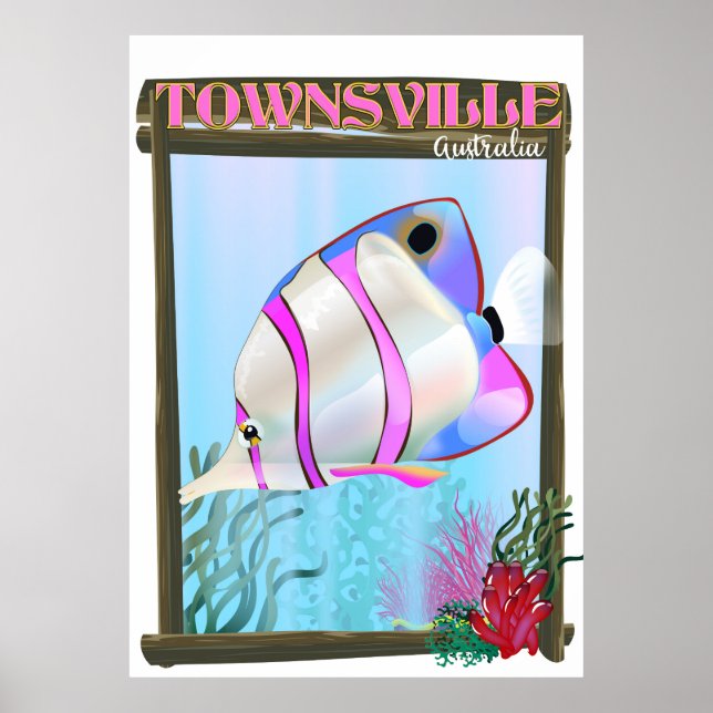 Townsville Australien Tropisk fisk reseraffisch Poster (Framsidan)
