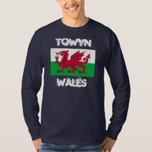 Towyn, Wales med Welsh flagga T Shirt