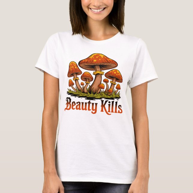 "Toxic Elegance - Deathcap Mushroom Couture" T Shirt (Framsida)