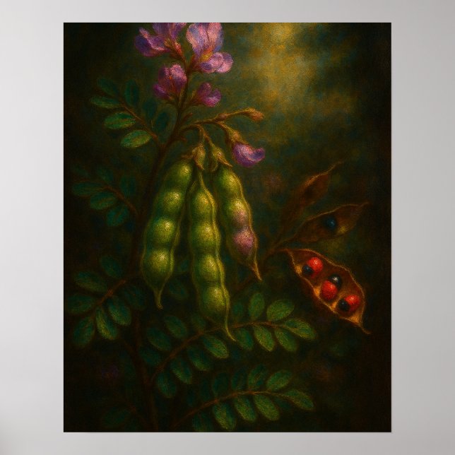 Toxic Elegance: The Rosary Pea Impressionistic Oil Poster (Framsidan)