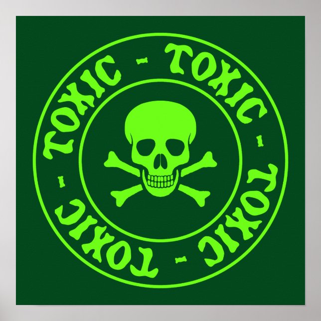 Toxic Grönt Skull och korsben Poster (Framsidan)