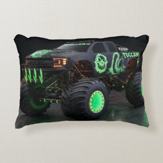 Toxisk Bio-Pansar Monstertruck - Neongrön Cyber Prydnadskudde