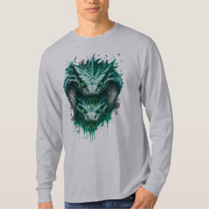 Toxisk Grön Orm Vattenfärgssprut Långärmad T Shirt