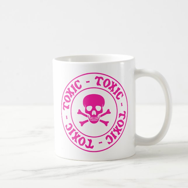 Toxisk Rosa Skull och korsben Kaffemugg (Höger)