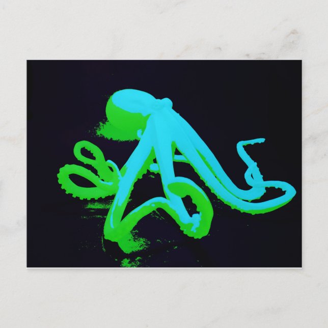 Toxiska slösar grönt Octopus Vykort (Framsida)