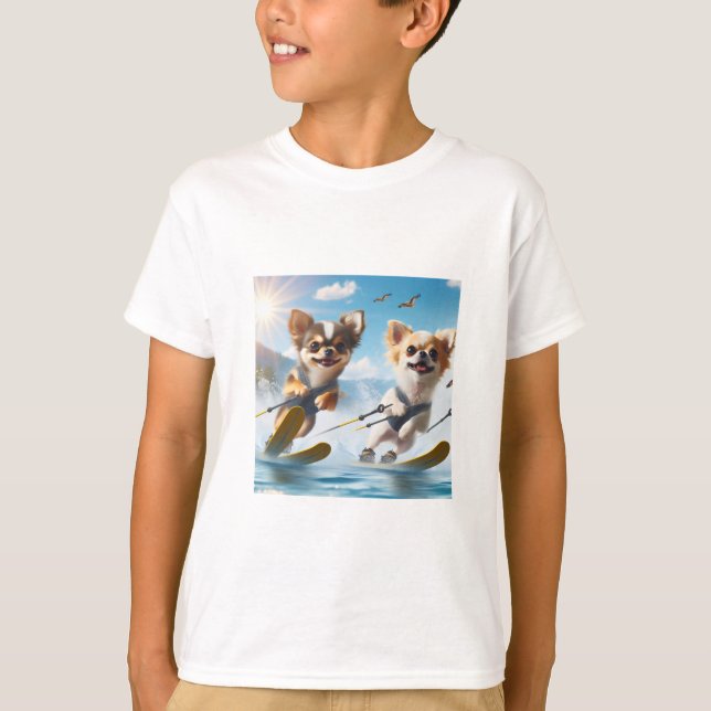 Toy dogs Waterskiing! T Shirt (Framsida)