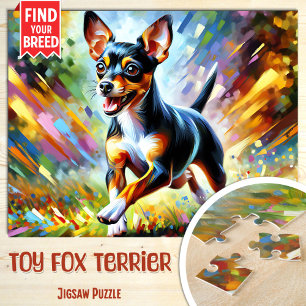 Toy Fox Terrier Hundporträtt Akryl Konsttryck Hund Pussel