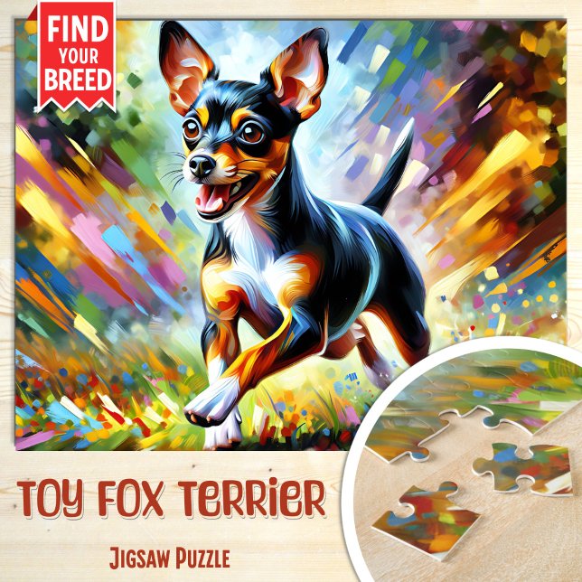 Toy Fox Terrier Hundporträtt Akryl Konsttryck Hund Pussel (Skapare uppladdad)