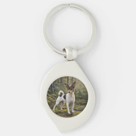 Toy Fox Terrier Swirl Silverfärgad Nyckelring
