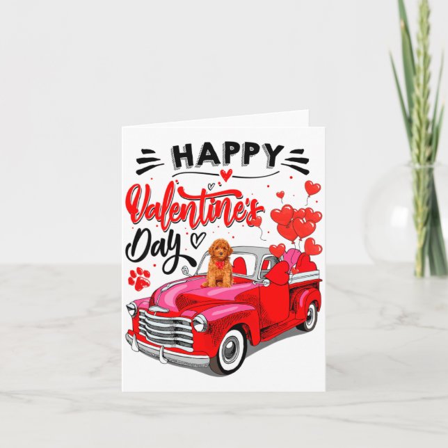 Toy Odle Heart Red Truck Happy Valentine Day Dog  Kort (Framsida)
