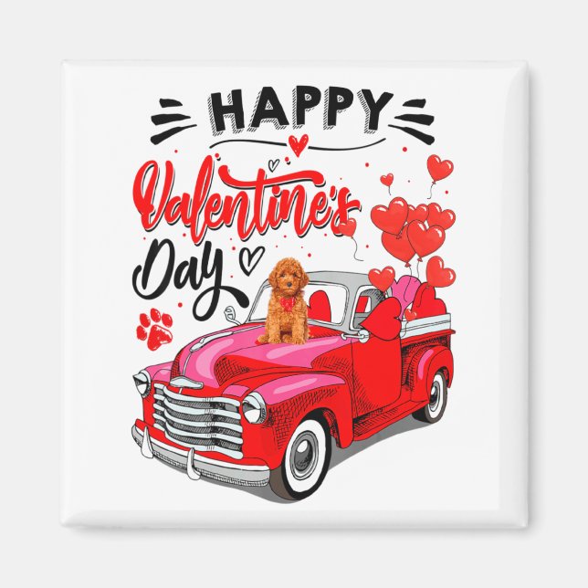 Toy Odle Heart Red Truck Happy Valentine Day Dog  Magnet (Framsidan)