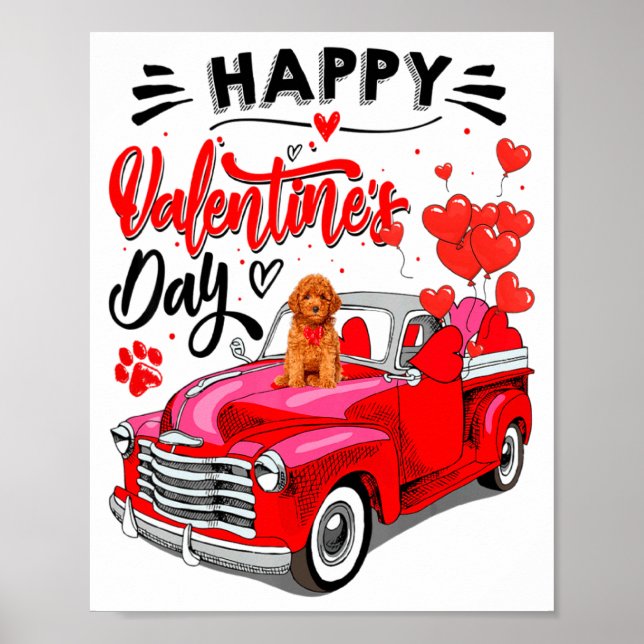 Toy Odle Heart Red Truck Happy Valentine Day Dog  Poster (Framsidan)