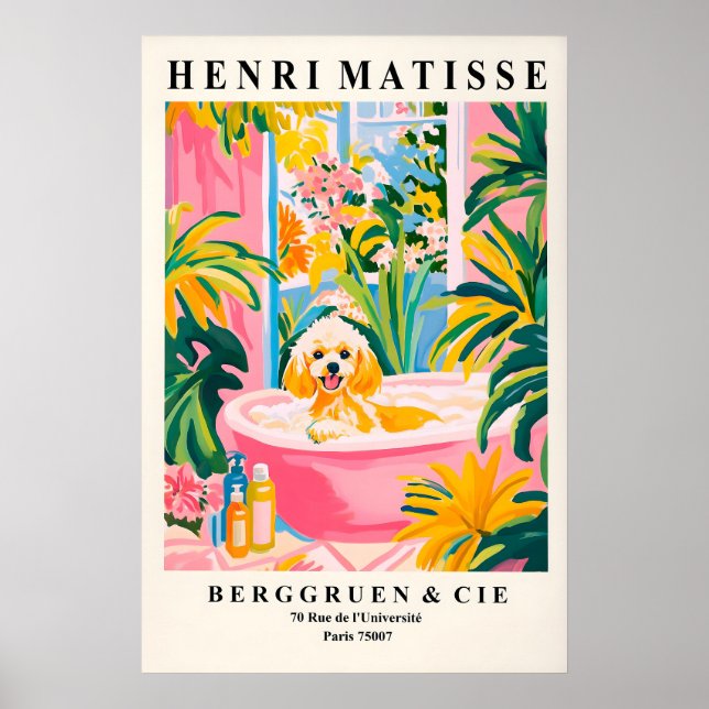 Toy Poodle Art Pink Bathroom Print, Henri Matisse Poster (Framsidan)