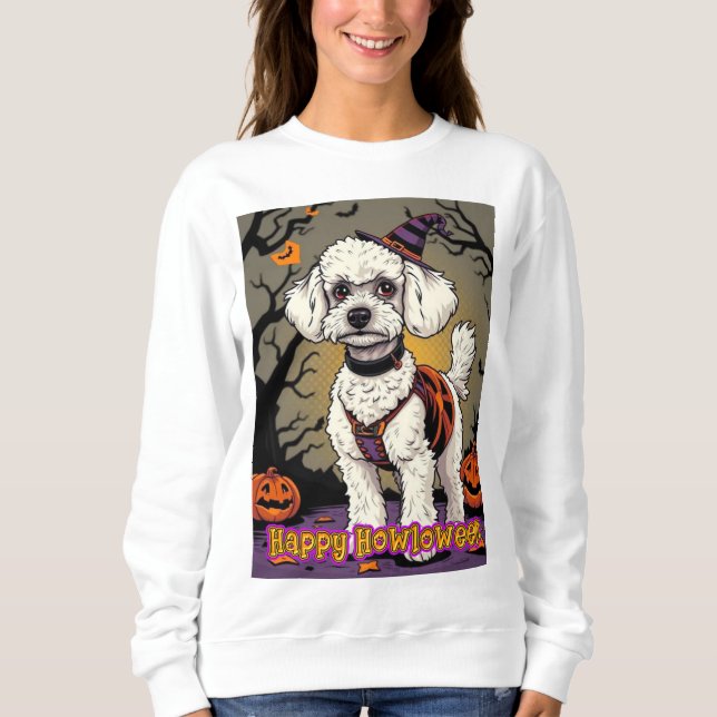 Toy Poodle Happy Howloween T Shirt (Framsida)