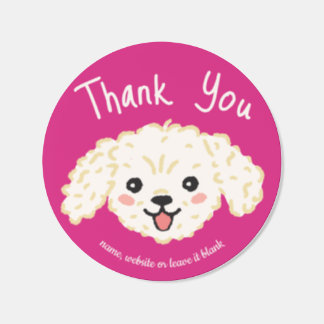 Toy Poodle Thank You Small Business Party Favor Runt Klistermärke