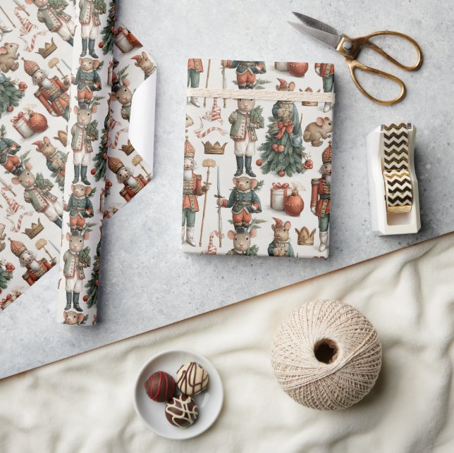 Toy Soldier Mice Christmas Pattern Presentpapper (Hantverk)