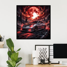 Toyota Celica GT-S Under en blodröd måne Poster
