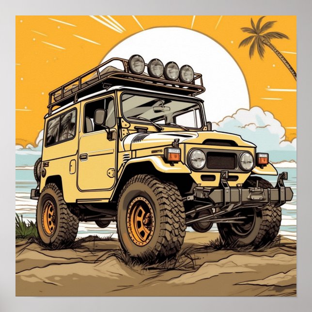 Toyota FJ40 Land Cruiser Square Poster (Framsidan)