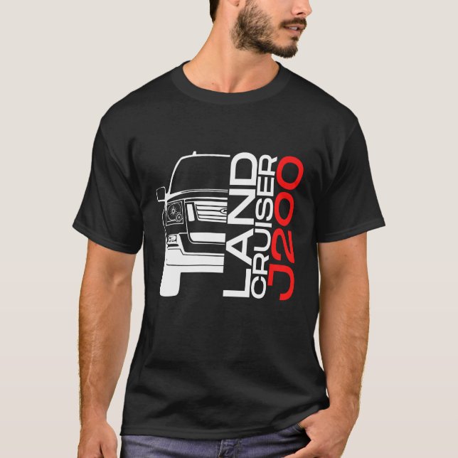Toyota Land Cruiser J200 Automotive Offroad-bil T Shirt (Framsida)