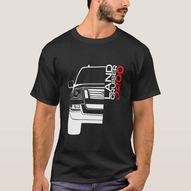 Toyota Land Cruiser J200 Automotive Offroad-bil T Shirt (Framsida)