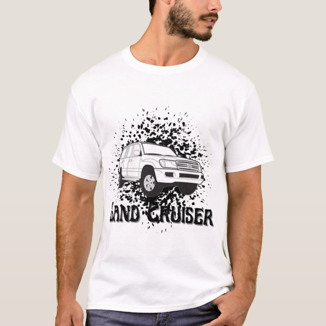 Toyota Land Cruiser Retro J100 Offroad Car Stänk T Shirt (Framsida)