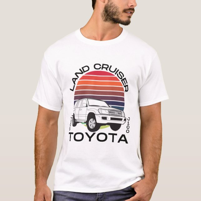 Toyota Land Cruiser Retro J100 terrängbil T Shirt (Framsida)