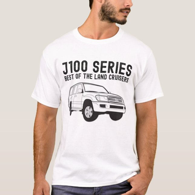 Toyota Land Cruiser Retro J100 terrängbil T Shirt (Framsida)