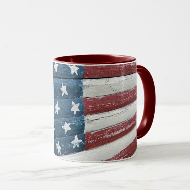 Trä amerikansk flagga mugg (Framsida höger)