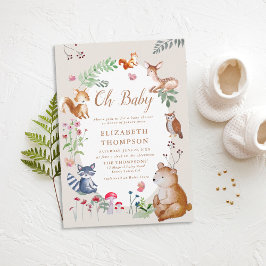 Trä Animals Enchanted Skogen Magic Baby Shower Inbjudningar