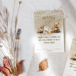 Trä Animals Pumpkin Fall Baby Shower Diaper Tilläggskort