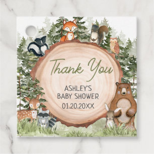 Trä Animals Wood Slice Baby Shower Square Gåvor Etiketter