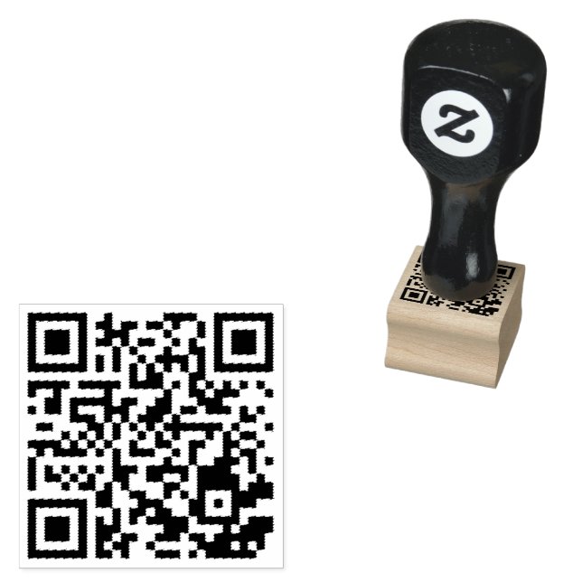 Trä Art Rubber Frimärke - Personlig QR-kod Stämpel (Stämplad)