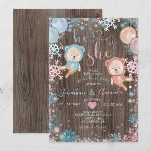 Trä Bear Gender visar att han eller hon har snöfli Inbjudningar